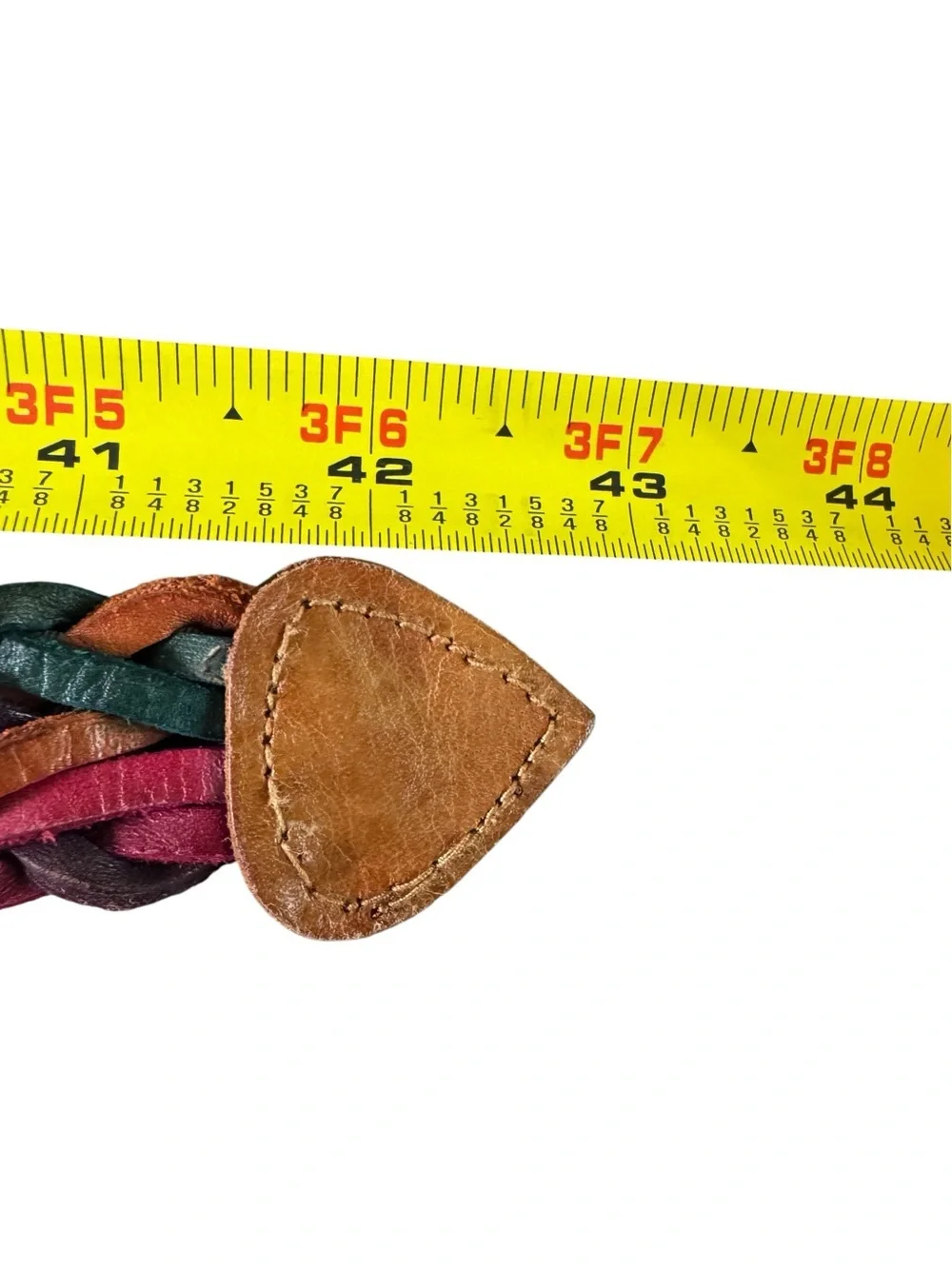 Handmade Guatemala Genuine Leather Braided Multicolor Belt Boho Western 43”